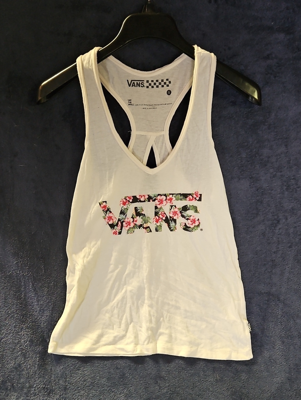 Vans White Racerback Tank with Floral Logo